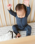 Viscose Bamboo + Organic Cotton Zipper Jumpsuit - Midnight: 6-12M