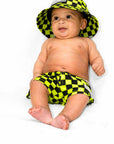 Hydro Bucket Hat in Neon Electric Lime + Black Checkered || PREORDER