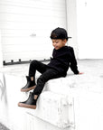 Classic Midi Rain Boot in Black / Taupe