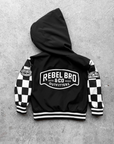 Hydro Letterman Jacket in Black + Cream Checkered