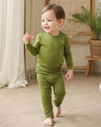Modal Oilve Long Sleeve PJs: Olive / M (3T)