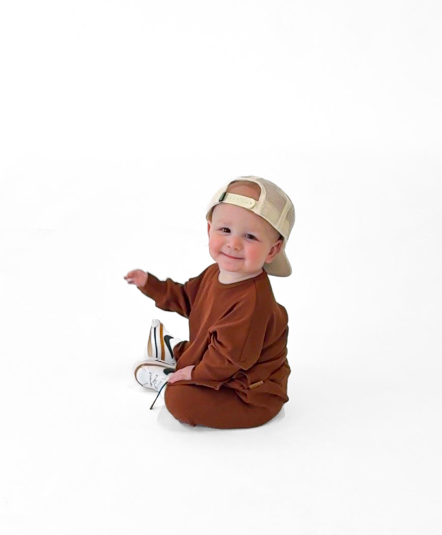 Organic Ribbed Set in Rust