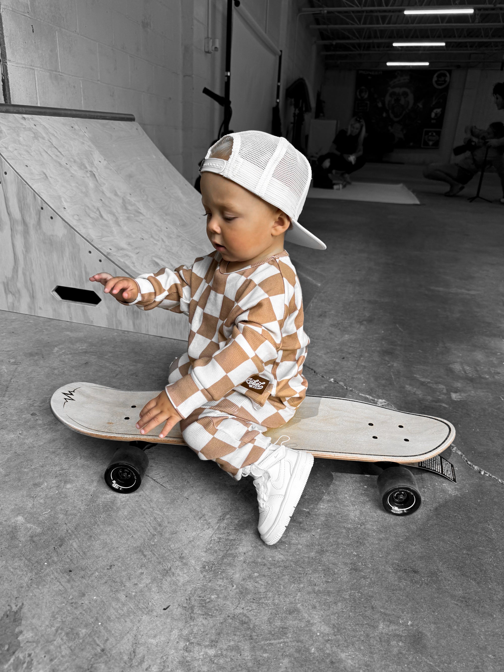 Organic Ribbed Set in Vanilla + Chestnut