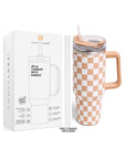 Checkered Pattern 40oz Tumbler with Handle: ONE SIZE / Black