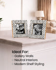 Grey & White Bone Inlay Picture Frame | Checkerboard | 4x4