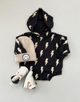 Hooded Bubble Romper | Black Bolts