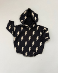 Hooded Bubble Romper | Black Bolts