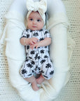 Bamboo Shorty Romper | Palm Style White