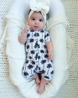 Bamboo Shorty Romper | Palm Style White
