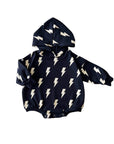 Hooded Bubble Romper | Black Bolts