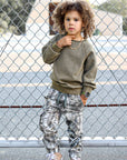 Toddler Garment Dye Waffle Crew - Olive