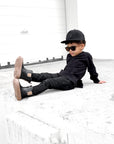 Classic Midi Rain Boot in Black / Taupe