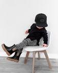 Classic Midi Rain Boot in Black / Taupe
