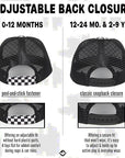 Flat Brim Trucker Hat - Checker/Faux Leather Brim