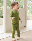Modal Oilve Long Sleeve PJs: Olive / M (3T)