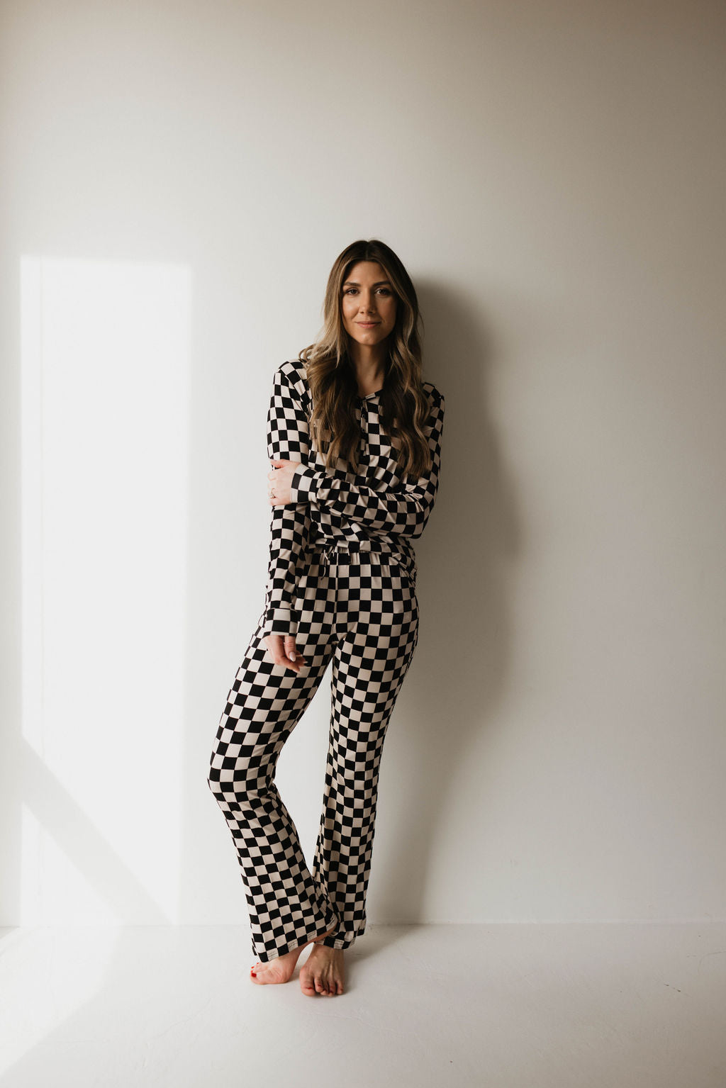 Women's Bamboo Pajamas | Black Checkerboard || MATCHING KIDS