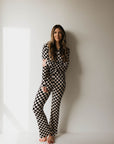 Women's Bamboo Pajamas | Black Checkerboard || MATCHING KIDS