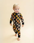 Bamboo Zip Romper | Colorful Checks & Bolts