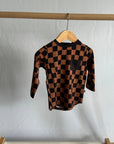 Black & Tan Checkered Pocket Long Sleeve
