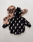 Hooded Bubble Romper | Mocha Bolts