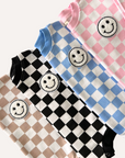 Bubble Romper | Checkered Smiley Blue