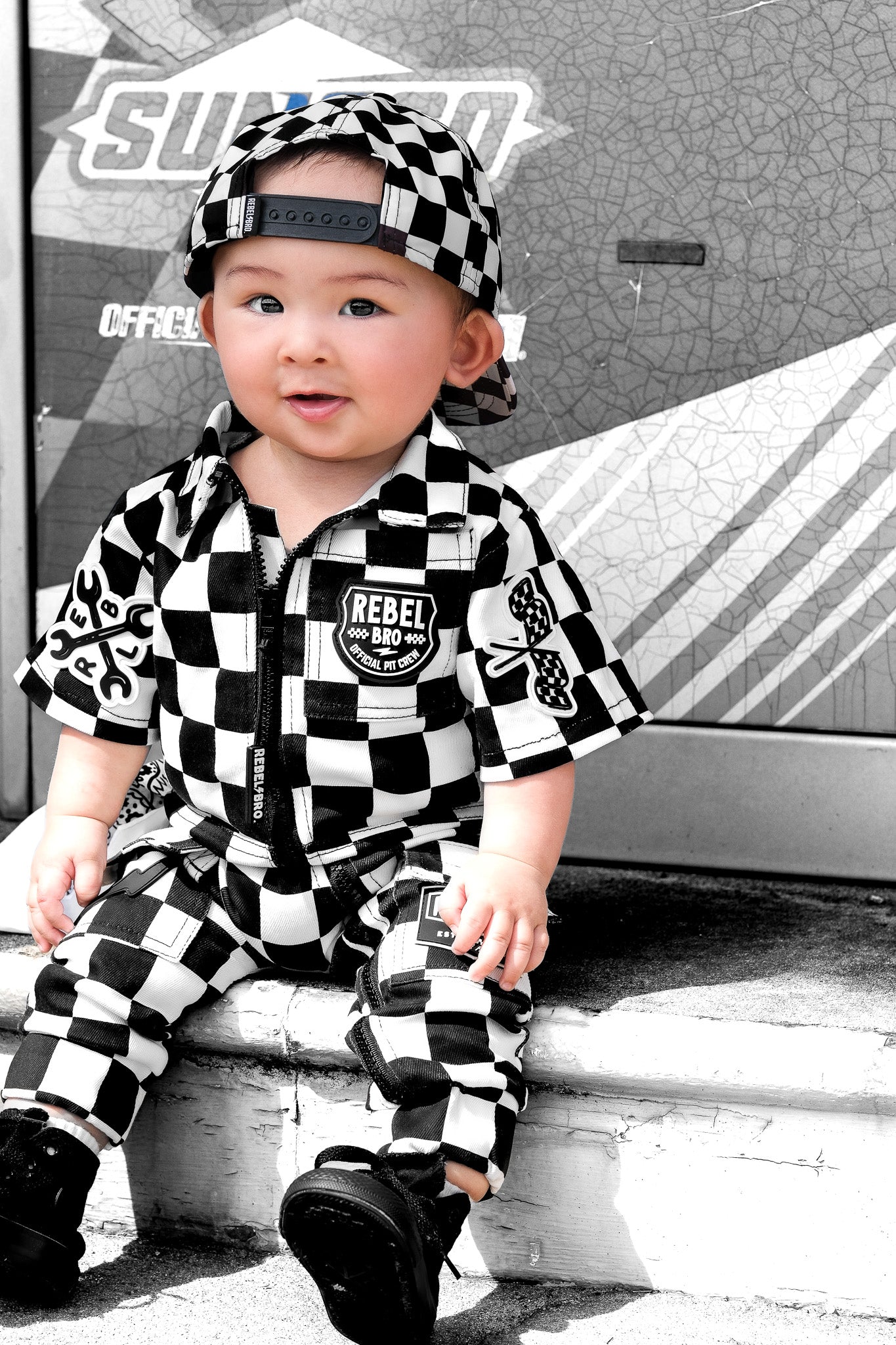 Pit Crew Romper in Venice