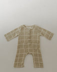 Long Sleeve Muslin Romper | Linen Grid
