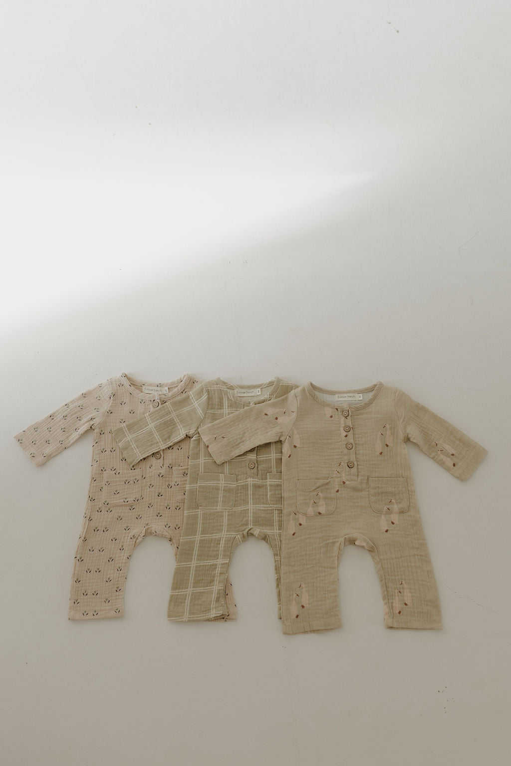 Long Sleeve Muslin Romper | Linen Grid