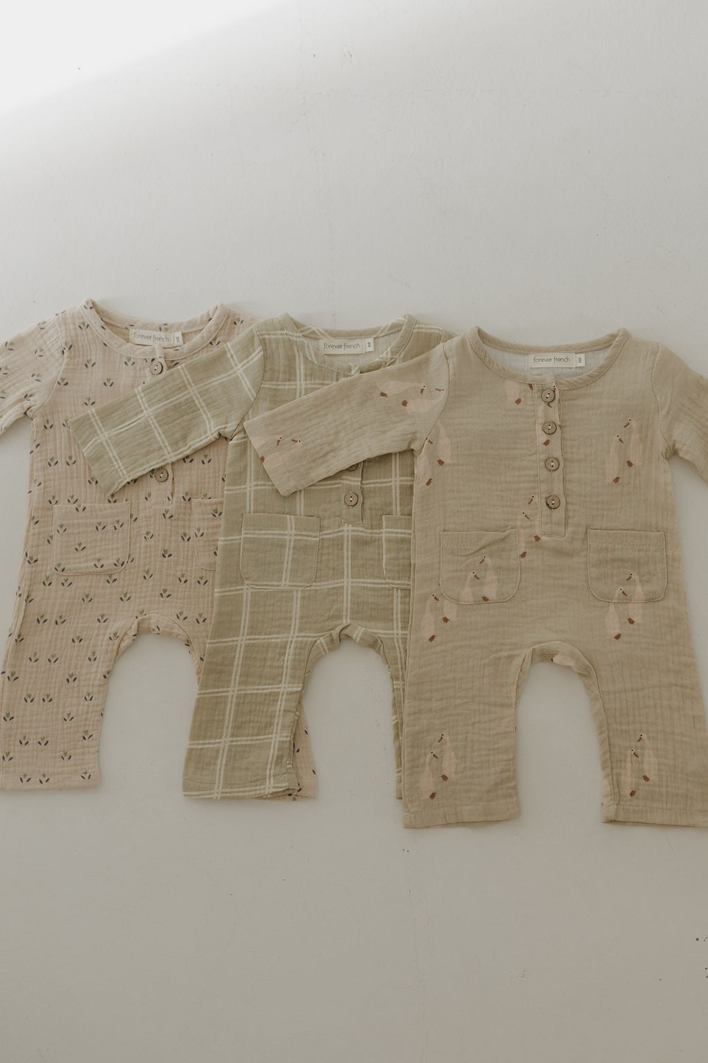 Long Sleeve Muslin Romper | Linen Grid