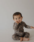 Bamboo Zip Pajamas | Faded Brown Checkerboard