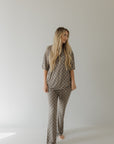 Short Sleeve Women's Bamboo Pajama | Faded Checkerboard || MATCHING KIDS