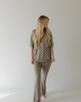 Short Sleeve Women's Bamboo Pajama | Faded Checkerboard || MATCHING KIDS