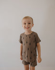 Bamboo Short Set | Brown & Black Lightning Bolt