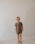 Bamboo Short Set | Brown & Black Lightning Bolt