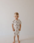 Bamboo Short Set | White & Black Lightning Bolt