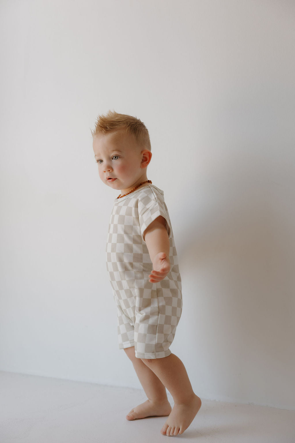 French Terry Romper | Checkerboard