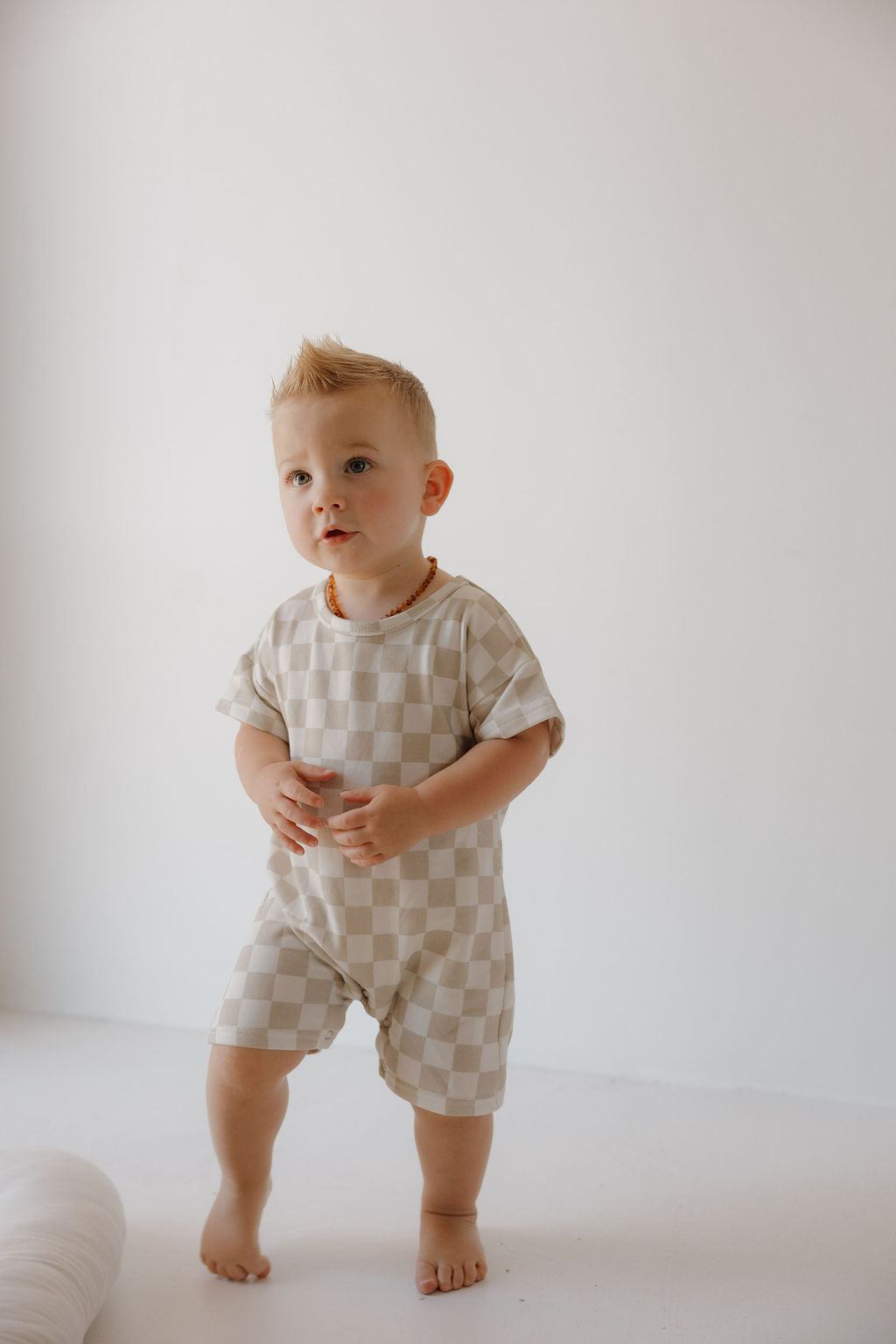 French Terry Romper | Checkerboard