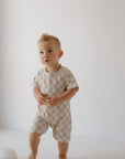 French Terry Romper | Checkerboard