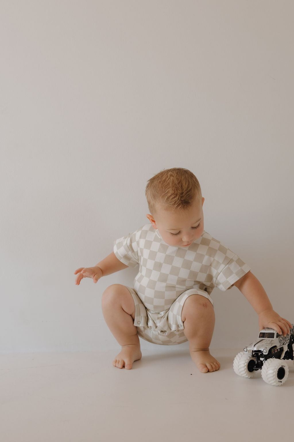 French Terry Romper | Checkerboard