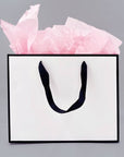 White with Black Border Paper Gift Bag w/ free tissue