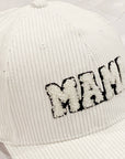 Corduroy Mama Ball Cap: White