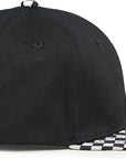 Flat Brim Trucker Hat - Checker Brim - Black