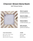 Baby Picture Frame Chevron Pattern Bone Inlay-4" x 4", Brown