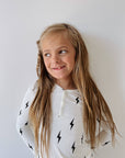 Bamboo Two Piece Pajamas | Black & White Lightning Bolt