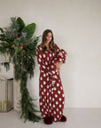 Women's Bamboo Button Up Lounge Set | Vintage Santa