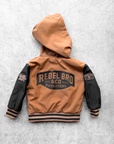 Hydro Letterman Jacket in Black + Rust