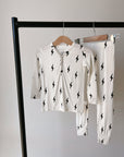 Bamboo Two Piece Pajamas | Black & White Lightning Bolt