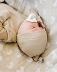 Oatmeal Organic Ribbed Newborn Knot Hat