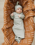 Sage Organic Ribbed Newborn Knot Hat