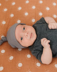 Grey Organic Ribbed Newborn Knot Hat